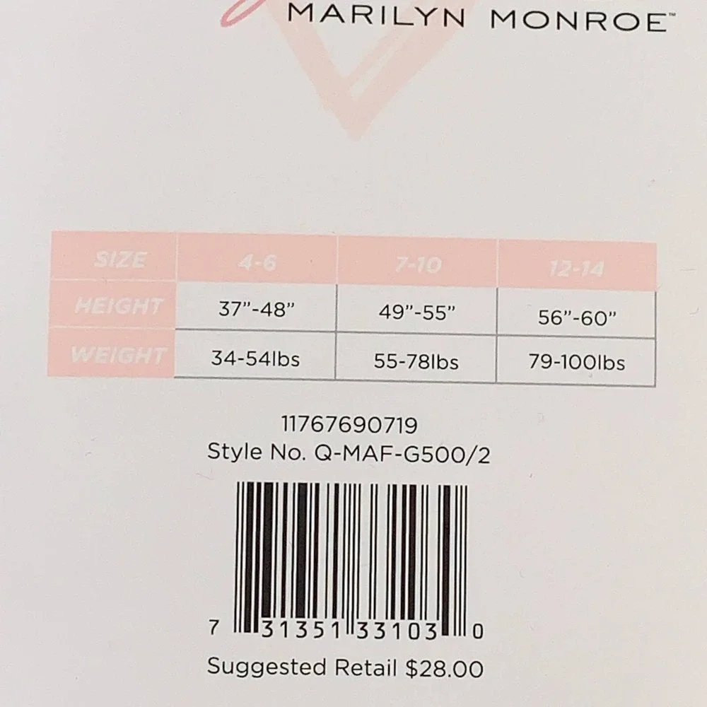 Marilyn Monroe Girls Size 12-14 Black Fleece Lined Footed Tights 2 Pairs NWT
